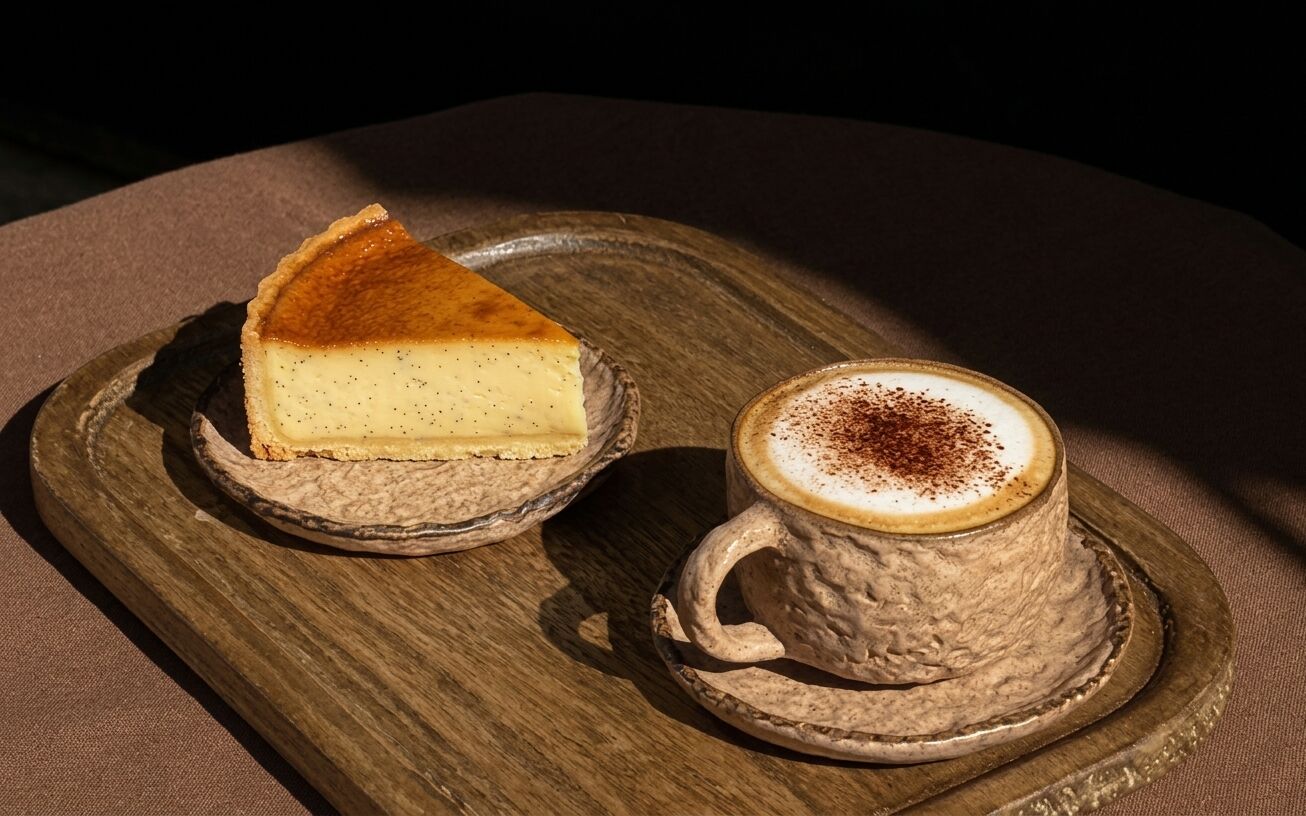Flan pâtissier et cappuccino, ambiance chaleureuse chez Noham